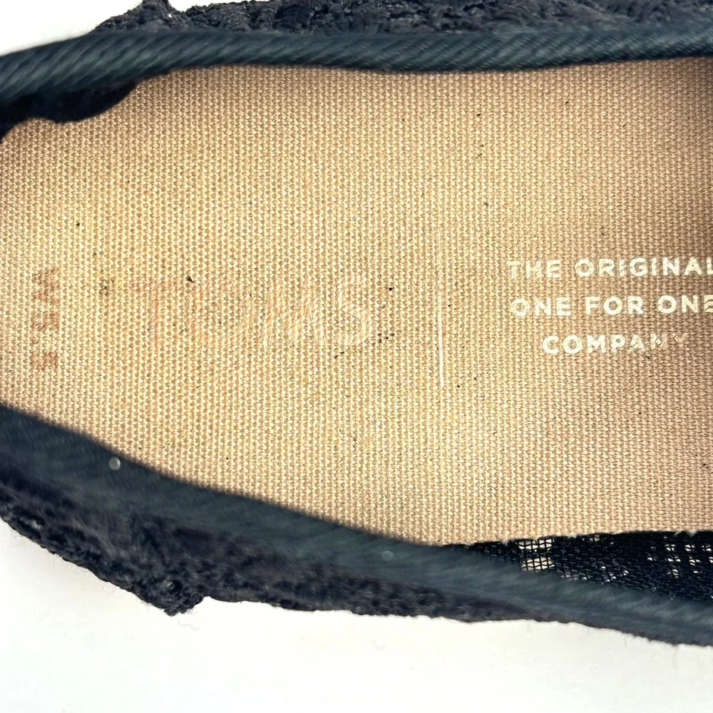 TOMS Black Lace Espadrille‎ Slip On Casual Shoes Women's Size 5.5